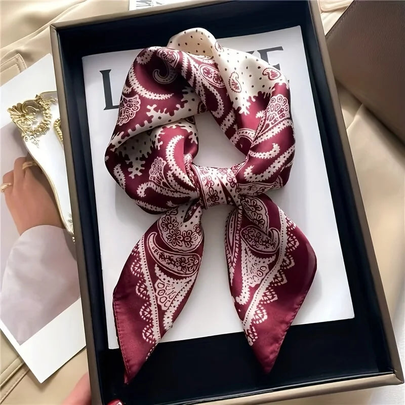 Luxury Silk Scarf - Chain Print Thin Neck Scarf for Women 70x70cm - ZOOMNSTORE