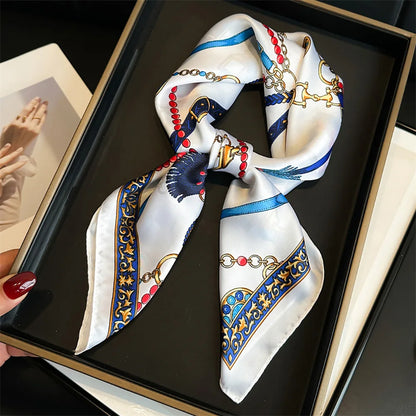 Luxury Silk Scarf - Chain Print Thin Neck Scarf for Women 70x70cm - ZOOMNSTORE