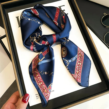 Luxury Silk Scarf - Chain Print Thin Neck Scarf for Women 70x70cm - ZOOMNSTORE