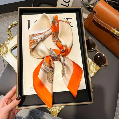 Luxury Silk Scarf - Chain Print Thin Neck Scarf for Women 70x70cm - ZOOMNSTORE