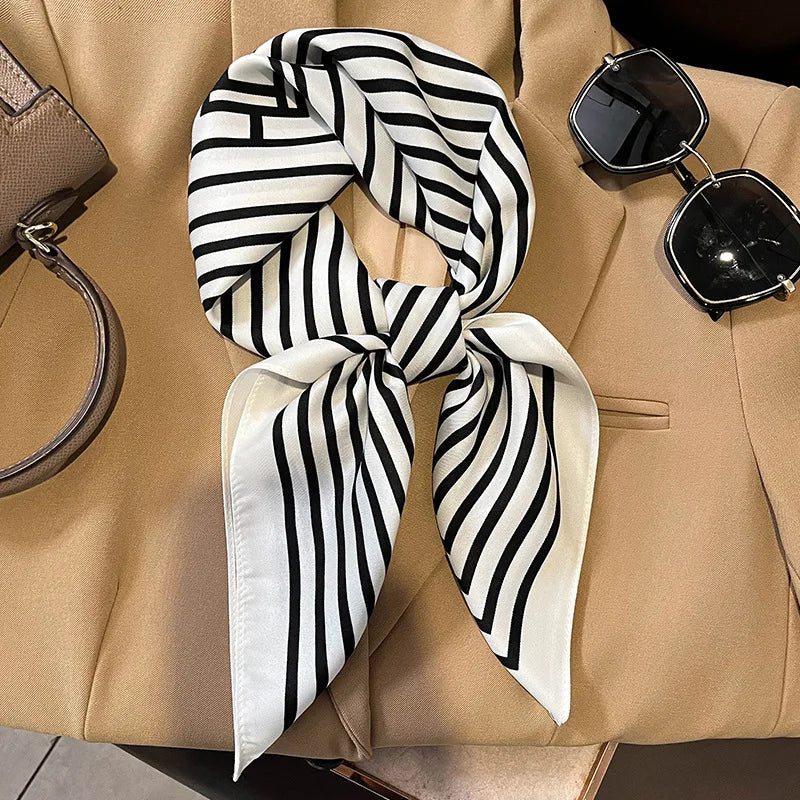 Luxury Silk Plaid Scarf - Soft Satin Neck Hair Tie for Women Foulard Hijab 2021 - ZOOMNSTORE