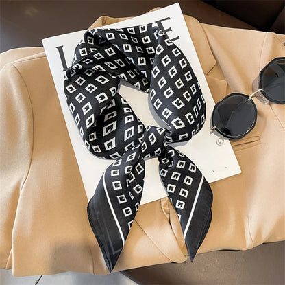 Luxury Silk Plaid Scarf - Soft Satin Neck Hair Tie for Women Foulard Hijab 2021 - ZOOMNSTORE