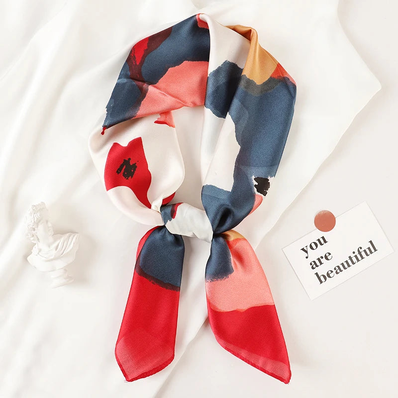 Luxury Silk Plaid Scarf - Soft Satin Neck Hair Tie for Women Foulard Hijab 2021 - ZOOMNSTORE