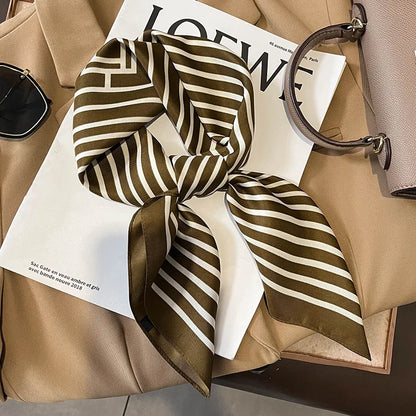 Luxury Silk Plaid Scarf - Soft Satin Neck Hair Tie for Women Foulard Hijab 2021 - ZOOMNSTORE