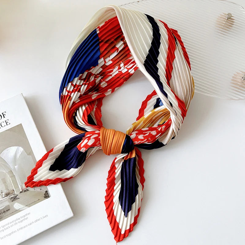 Luxury Silk Pleated Scarf - Womens Hair  Neck Accessory - ZOOMNSTORE
