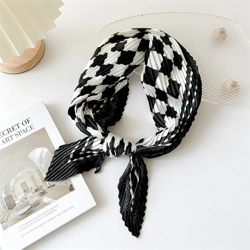 Luxury Silk Pleated Scarf - Womens Hair  Neck Accessory - ZOOMNSTORE