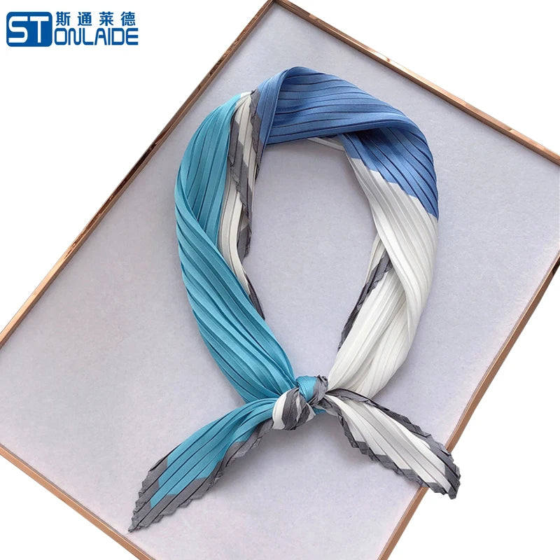 Luxury Silk Pleated Scarf - Womens Hair  Neck Accessory - ZOOMNSTORE