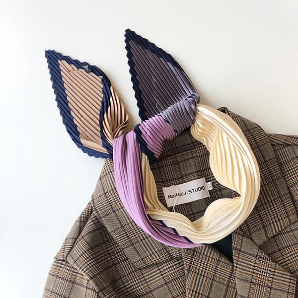 Luxury Silk Pleated Scarf - Womens Hair  Neck Accessory - ZOOMNSTORE
