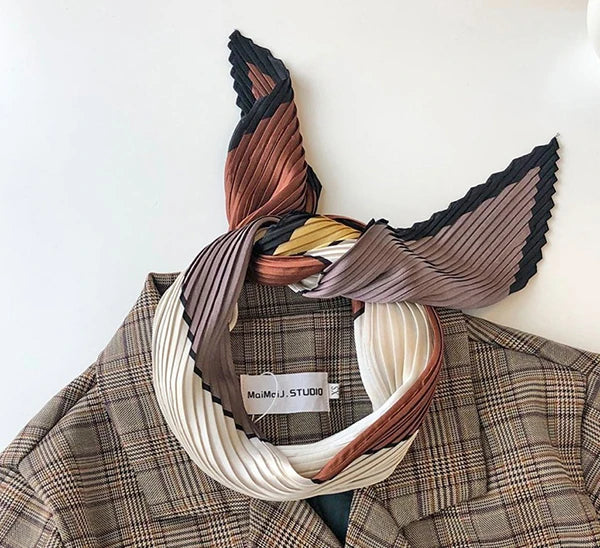 Luxury Silk Pleated Scarf - Womens Hair  Neck Accessory - ZOOMNSTORE