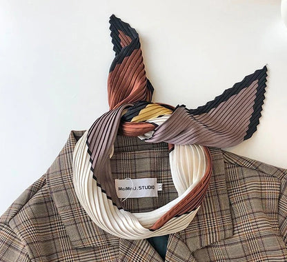 Luxury Silk Pleated Scarf - Womens Hair  Neck Accessory - ZOOMNSTORE