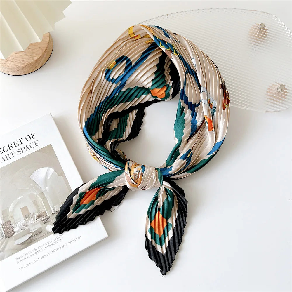 Luxury Silk Pleated Scarf - Womens Hair  Neck Accessory - ZOOMNSTORE