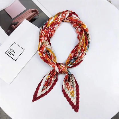 Luxury Silk Pleated Scarf - Womens Hair  Neck Accessory - ZOOMNSTORE