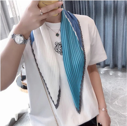 Luxury Silk Pleated Scarf - Womens Hair  Neck Accessory - ZOOMNSTORE