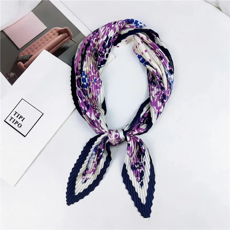 Luxury Silk Pleated Scarf - Womens Hair  Neck Accessory - ZOOMNSTORE