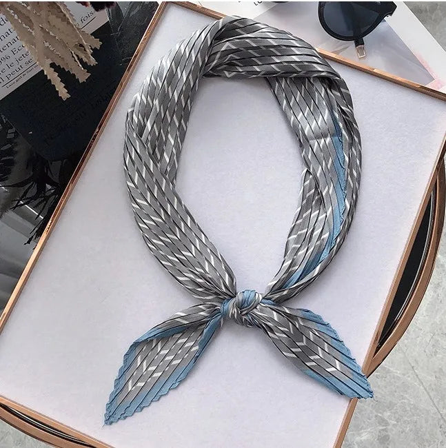 Luxury Silk Pleated Scarf - Womens Hair  Neck Accessory - ZOOMNSTORE