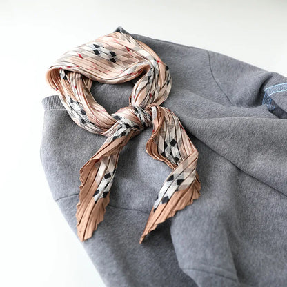 Luxury Silk Pleated Scarf - Womens Hair  Neck Accessory - ZOOMNSTORE