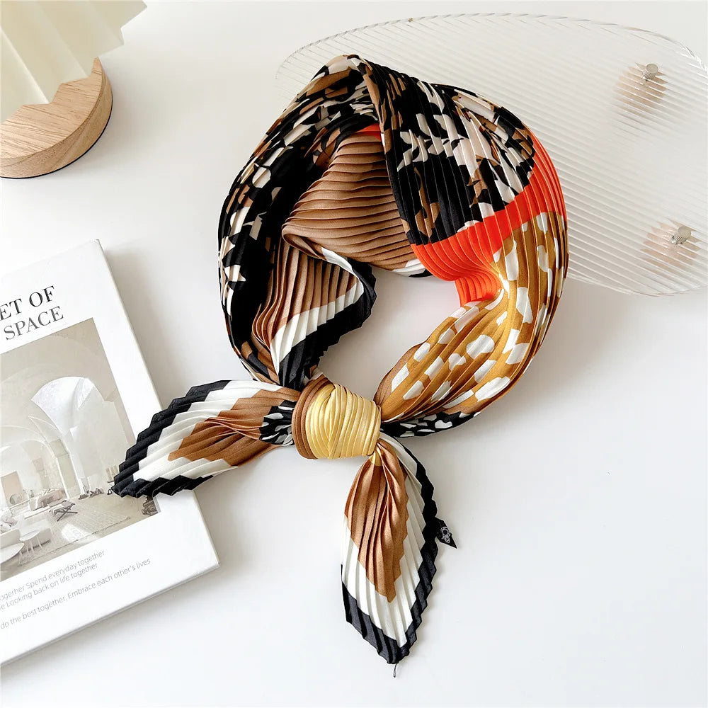 Luxury Silk Pleated Scarf - Womens Hair  Neck Accessory - ZOOMNSTORE