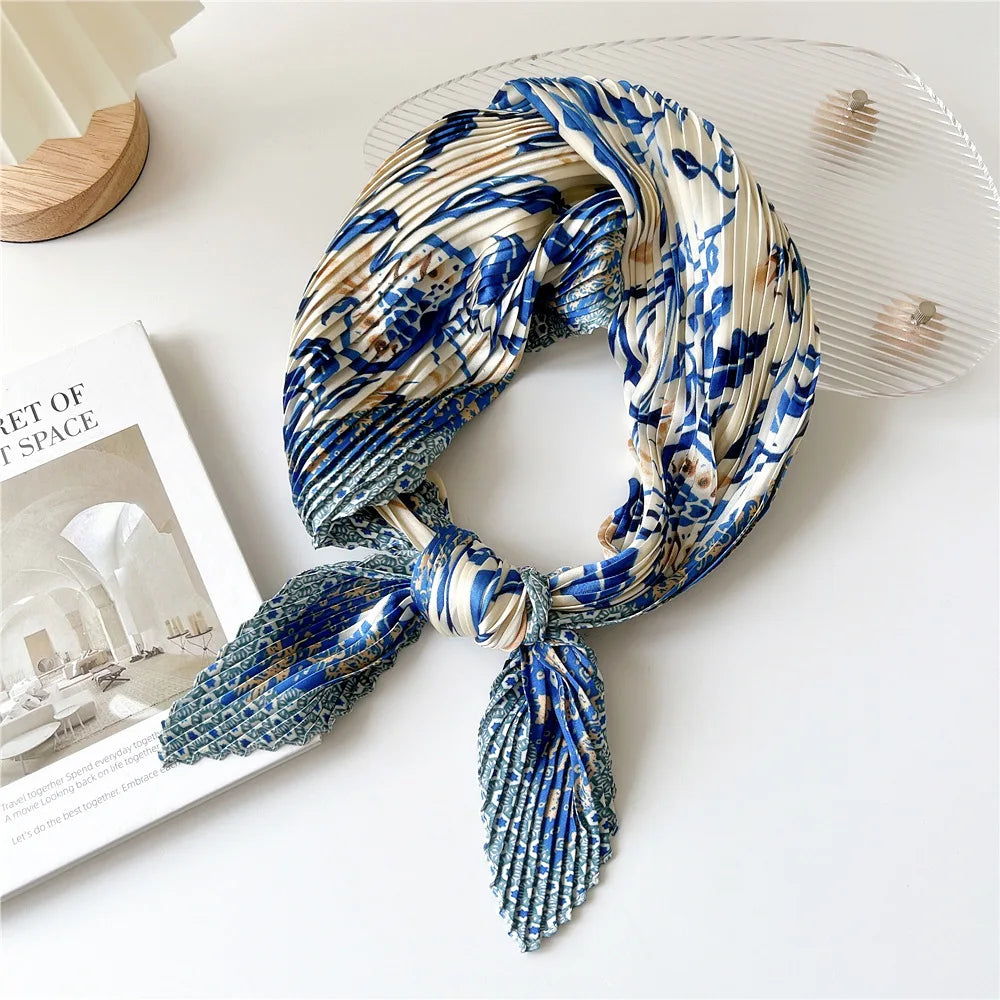 Luxury Silk Pleated Scarf - Womens Hair  Neck Accessory - ZOOMNSTORE