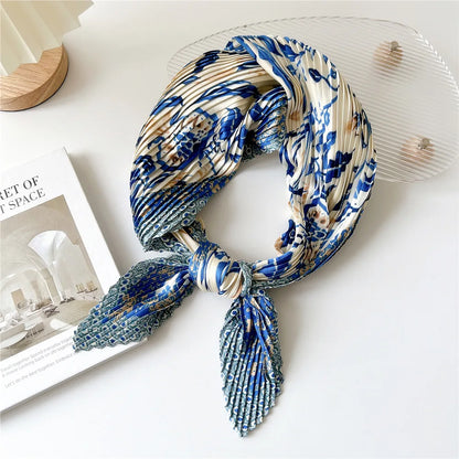 Luxury Silk Pleated Scarf - Womens Hair  Neck Accessory - ZOOMNSTORE