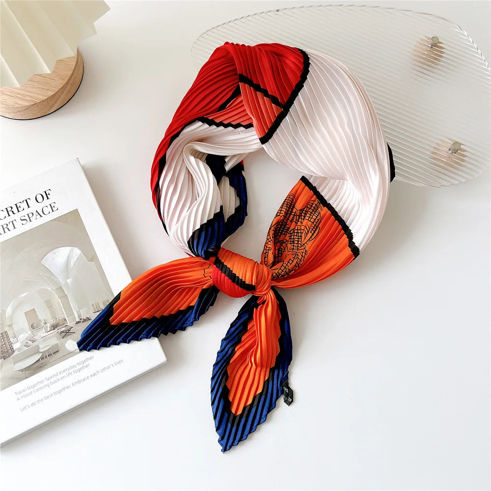 Luxury Silk Pleated Scarf - Womens Hair  Neck Accessory - ZOOMNSTORE
