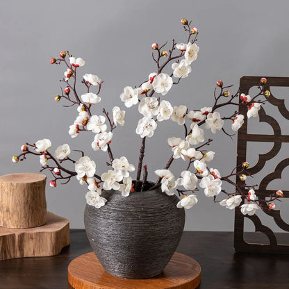 Silk Plum Blossom Branch - Artificial Flowers for Home Wedding  New Year Decor - ZOOMNSTORE
