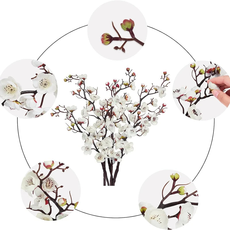 Silk Plum Blossom Branch - Artificial Flowers for Home Wedding  New Year Decor - ZOOMNSTORE