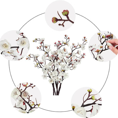 Silk Plum Blossom Branch - Artificial Flowers for Home Wedding  New Year Decor - ZOOMNSTORE