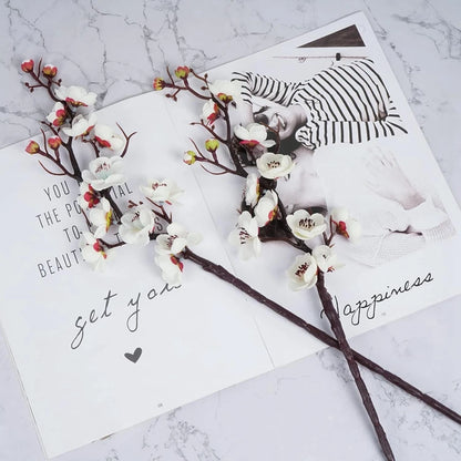 Silk Plum Blossom Branch - Artificial Flowers for Home Wedding  New Year Decor - ZOOMNSTORE