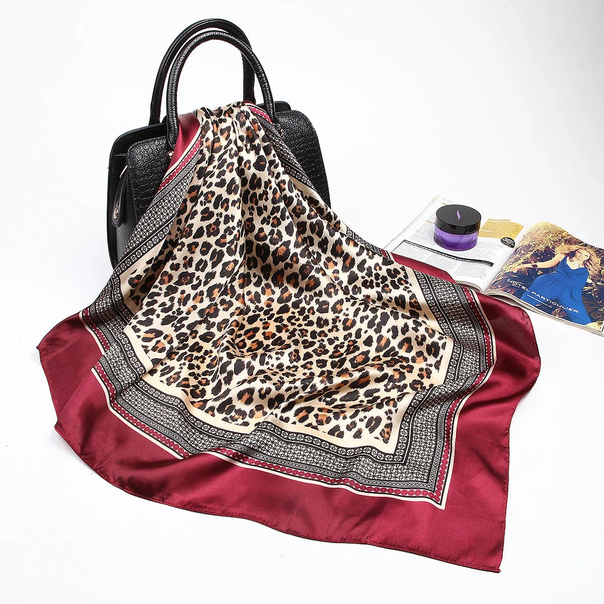 Silk Satin Hijab Scarf - Printed 90cm Square Wrap for Women - ZOOMNSTORE