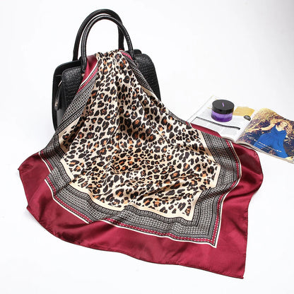 Silk Satin Hijab Scarf - Printed 90cm Square Wrap for Women - ZOOMNSTORE
