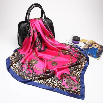 Silk Satin Hijab Scarf - Printed 90cm Square Wrap for Women - ZOOMNSTORE