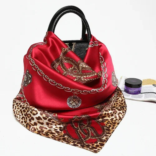 Silk Satin Hijab Scarf - Printed 90cm Square Wrap for Women - ZOOMNSTORE