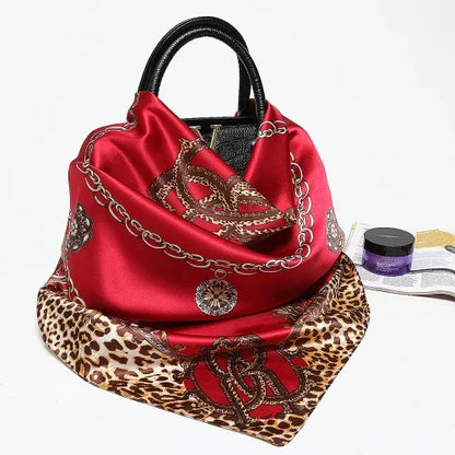 Silk Satin Hijab Scarf - Printed 90cm Square Wrap for Women - ZOOMNSTORE