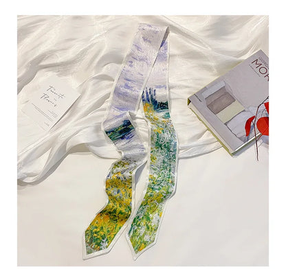 Stylish Satin Silk Scarf - Designer Oil Print Neck Tie  Hair Band for Women - ZOOMNSTORE
