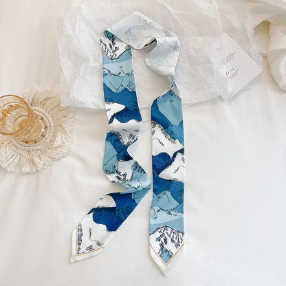 Stylish Satin Silk Scarf - Designer Oil Print Neck Tie  Hair Band for Women - ZOOMNSTORE