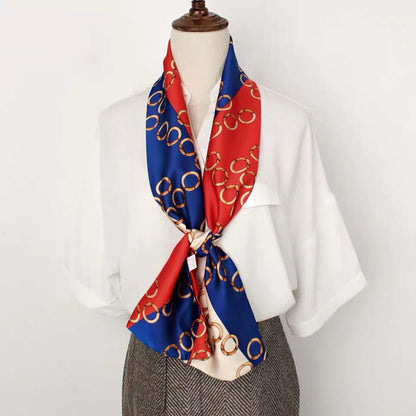 Striped Satin Silk Scarf for Women - Double-Sided Luxury Neck Neckerchief - ZOOMNSTORE