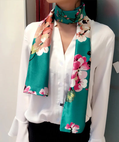 Striped Satin Silk Scarf for Women - Double-Sided Luxury Neck Neckerchief - ZOOMNSTORE