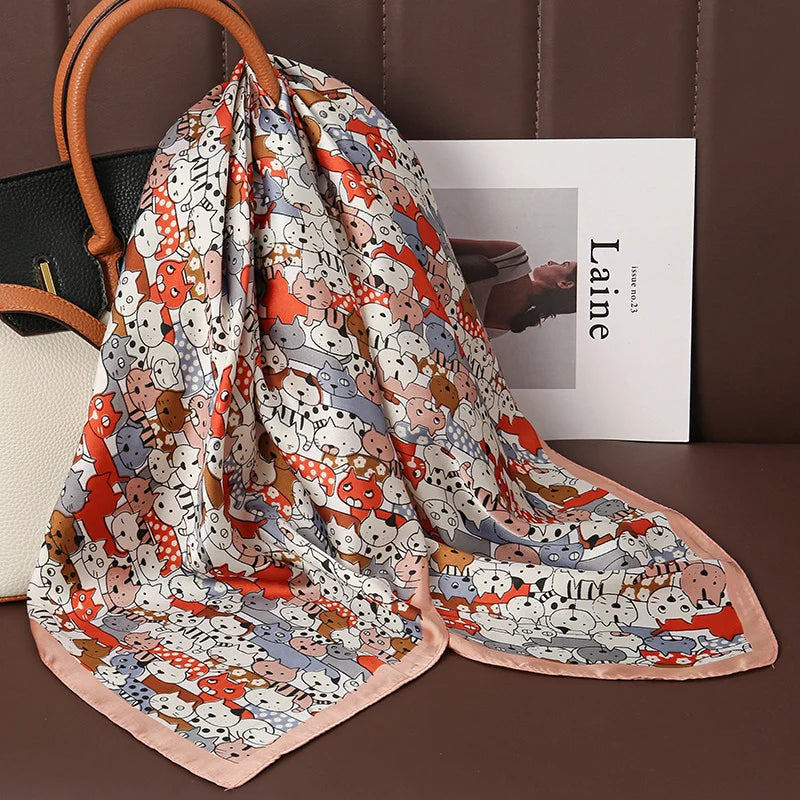 Luxury Satin Silk Scarf - Womens Fashion Shawl Hijab Neckerchief Bandana 2023 - ZOOMNSTORE