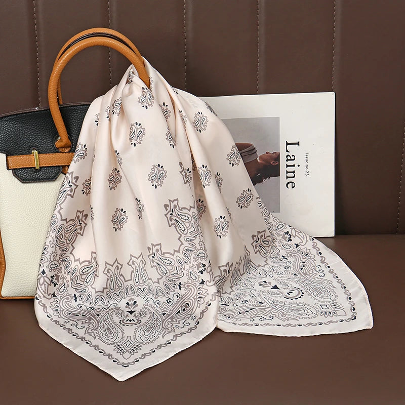 Luxury Satin Silk Scarf - Womens Fashion Shawl Hijab Neckerchief Bandana 2023 - ZOOMNSTORE