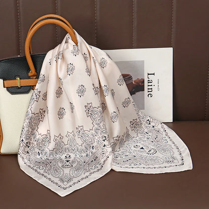 Luxury Satin Silk Scarf - Womens Fashion Shawl Hijab Neckerchief Bandana 2023 - ZOOMNSTORE