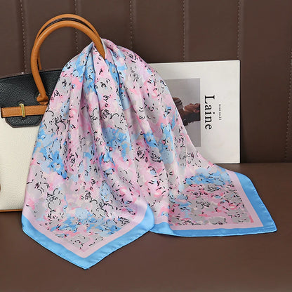 Luxury Satin Silk Scarf - Womens Fashion Shawl Hijab Neckerchief Bandana 2023 - ZOOMNSTORE