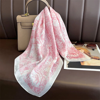 Luxury Satin Silk Scarf - Womens Fashion Shawl Hijab Neckerchief Bandana 2023 - ZOOMNSTORE