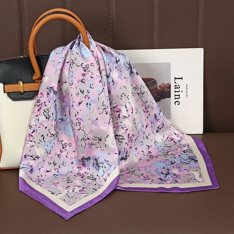 Luxury Satin Silk Scarf - Womens Fashion Shawl Hijab Neckerchief Bandana 2023 - ZOOMNSTORE