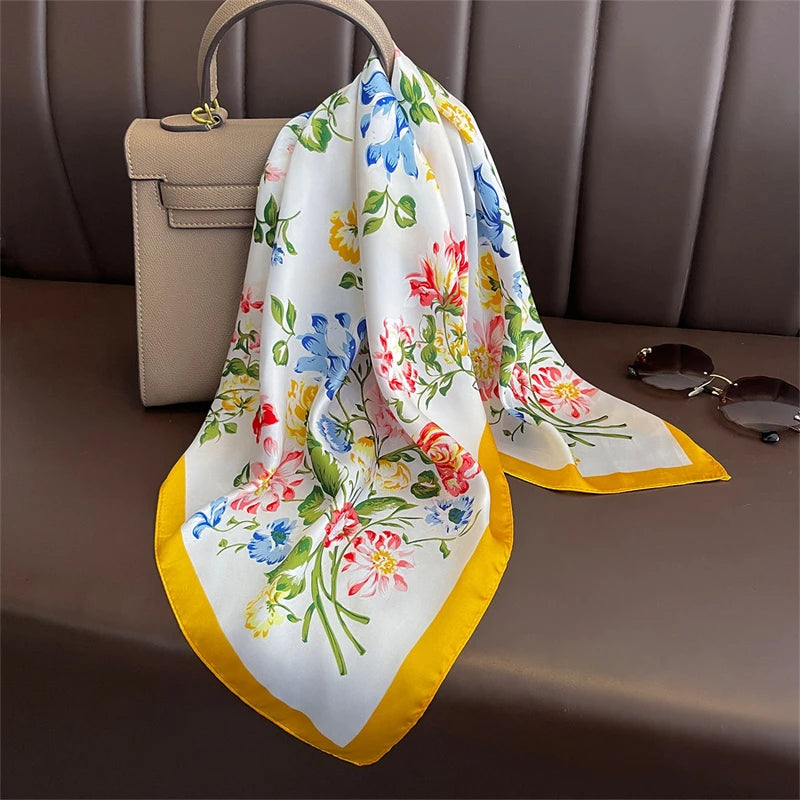 Luxury Satin Silk Scarf - Womens Fashion Shawl Hijab Neckerchief Bandana 2023 - ZOOMNSTORE