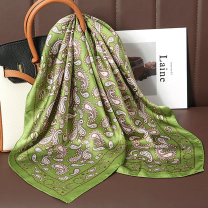 Luxury Satin Silk Scarf - Womens Fashion Shawl Hijab Neckerchief Bandana 2023 - ZOOMNSTORE