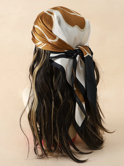 Luxury Silk Cat Print Scarf - Womens Neck Hair Tie Bandana Foulard 70cm - ZOOMNSTORE