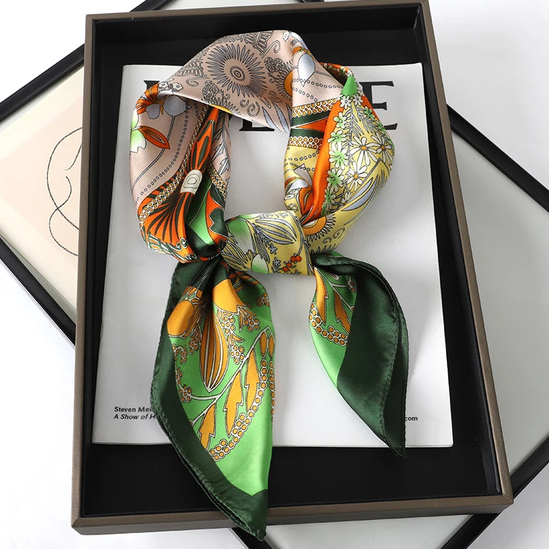 Luxury Silk Cat Print Scarf - Womens Neck Hair Tie Bandana Foulard 70cm - ZOOMNSTORE