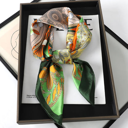 Luxury Silk Cat Print Scarf - Womens Neck Hair Tie Bandana Foulard 70cm - ZOOMNSTORE