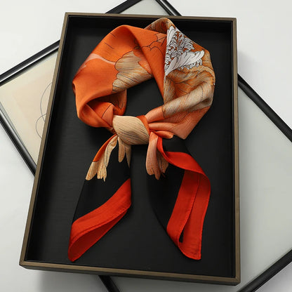 Luxury Silk Cat Print Scarf - Womens Neck Hair Tie Bandana Foulard 70cm - ZOOMNSTORE