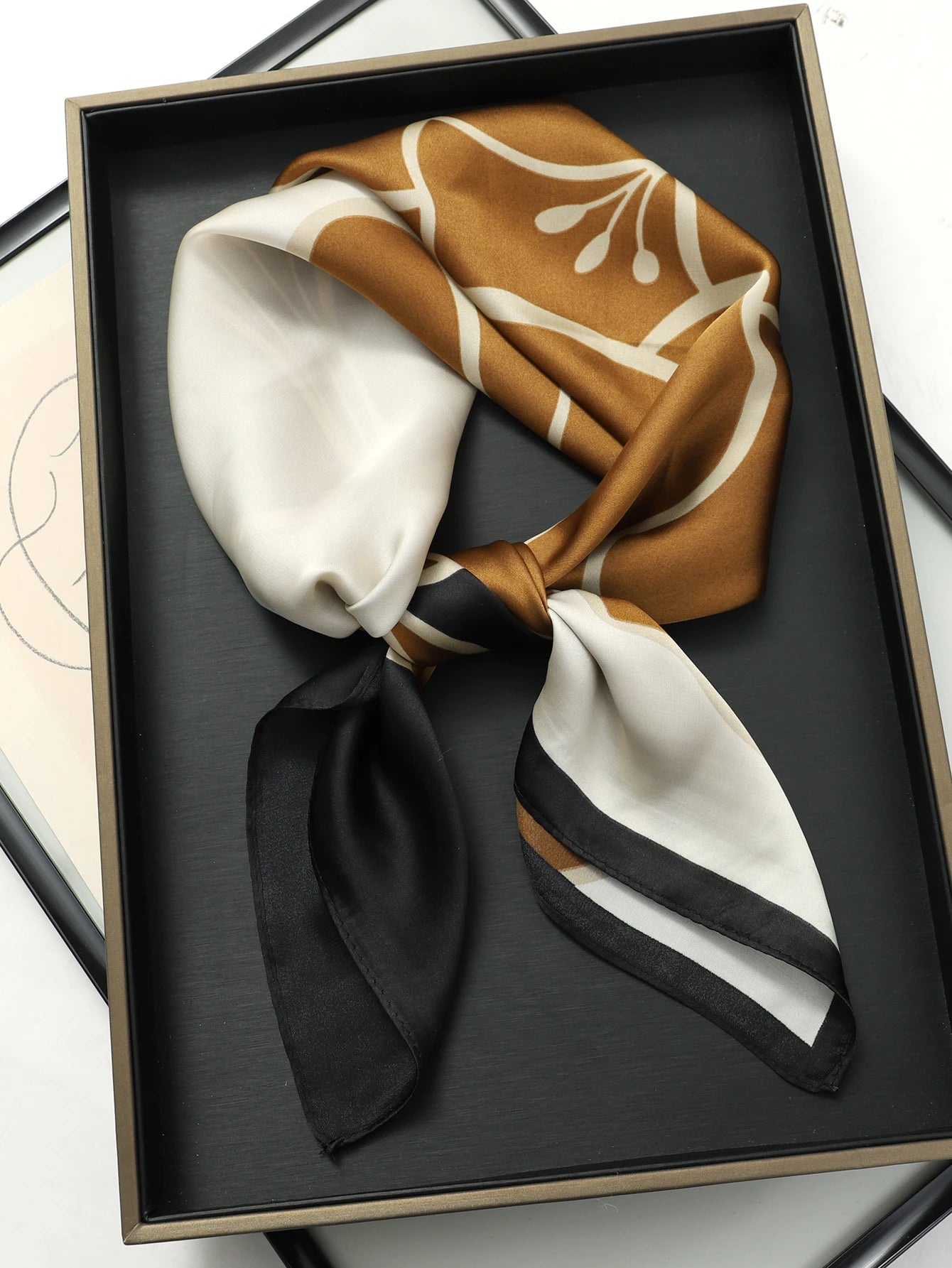 Luxury Silk Cat Print Scarf - Womens Neck Hair Tie Bandana Foulard 70cm - ZOOMNSTORE